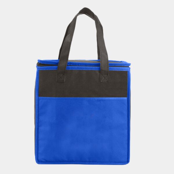 Two-Tone Flat Top Insulated Non-Woven Shopping Tote Bag Thumbnail