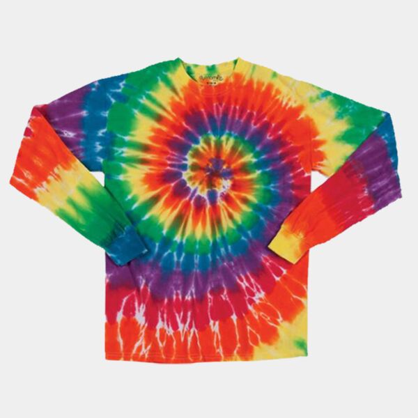 Multi-Color Spiral Tie-Dyed Long Sleeve T-Shirt Thumbnail