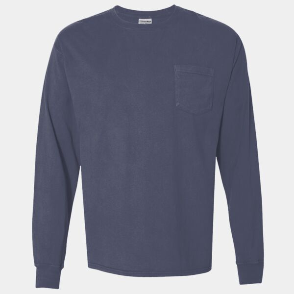Unisex Garment-Dyed Long Sleeve T-Shirt With a Pocket Thumbnail