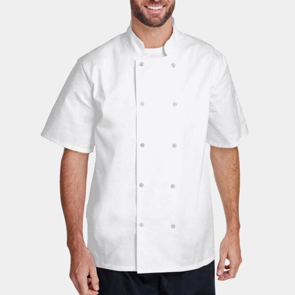 Unisex Studded Front Short-Sleeve Chef's Jacket Thumbnail